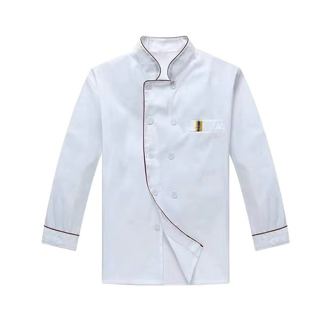 Youkk Polyester Chef Coat Uniform Soft And Breathable For Wear Made With Polyester Unisex Chef Jacket white(long sleeve) M