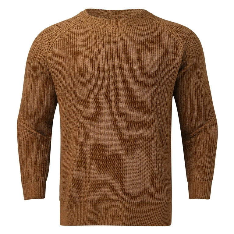 Pedort Men Autumn Winter Sweaters Fuzzy Knit Warm Pullover Sweaters Brown, 2XL 