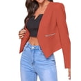 thumbnail image 3 of FASHIONWT Women Plus Size Long Sleeve Solid Cardigan Zip Pocket Premium Blazer Suit, 3 of 4