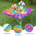 thumbnail image 4 of Colorful Tie Dye Mandala Pattern Square Fitted Tablecloth with Elastic Edge,Square Table Cover,Washable Elastic Table Cover for Home Kitchen Party Decor 36"x36", 4 of 6