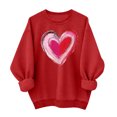 thumbnail image 2 of Feancey Womens Cute Sweatshirts Fleece Long Sleeve Heart Graphic Sweatshirt Oversized Casual Crewneck Pullover Tops Comfy Loose Blouse Red L, 2 of 5
