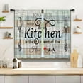 thumbnail image 6 of Teal Rustic Kitchen Curtains Short Small Farm Country Modern Farmhouse Rod Pocket Fork and Spoon Kitchenware Bedroom Living Room Treatment Fabric 2 Panels 26Wx36H Inch, 6 of 6
