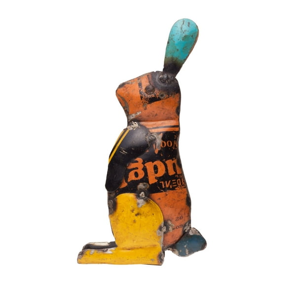De Kulture Handcrafted Recycled Iron Bunny Decorative Collectible Figurine Showpiece Beautify Home Office Easter Décor | Ideal for Garden Balcony Terrace Decoration, 5x1.5x9 (LWH) Inches