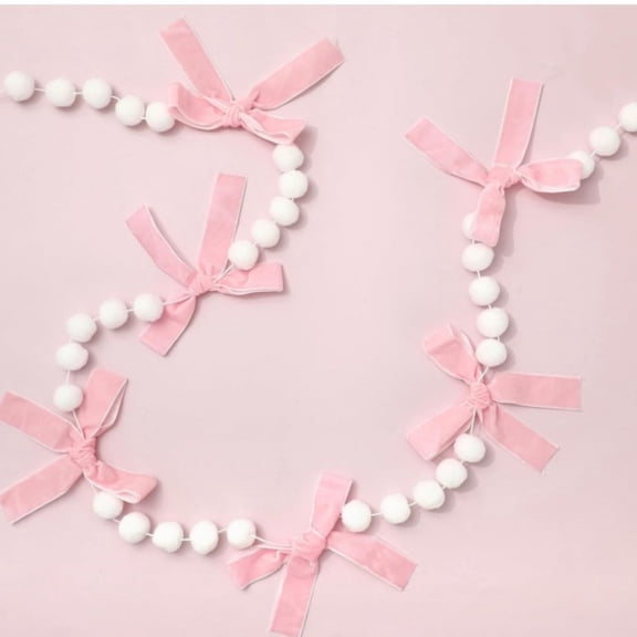 Pink Bow Felt Banner Garland Bowknot Hanging for Birthday Wedding Decoration 8.2 Ft