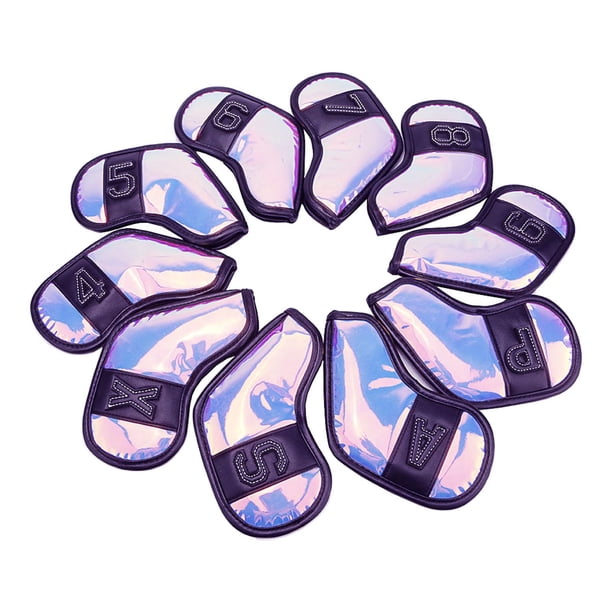 10 piezas Deluxe Club Head Covers Fácil de leer 4-9Pxsa Accesorios Set TPU Case Púrpura kusrkot Cubiertas de hierro de golf