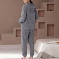 thumbnail image 6 of FNFYFH Womens Fuzzy Sherpa Fleece Pajamas Set Long Sleeve Hoodies Pajama Pants 2 Piece Outfits Loungewear Sleepwear, 6 of 7