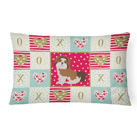 Carolines Treasures CK5844PW1216 Imperial Shih Tzu Puppy Cut Love Canvas Fabric Decorative Pillow, Red, 12H x16W,