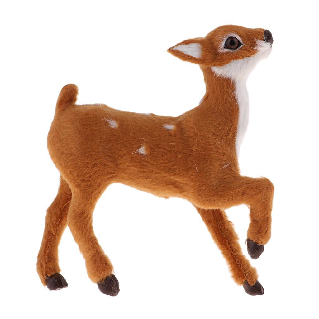 Home & Fairy Garden Decoration Animal Figurines Plush Reindeer Deer Props 
