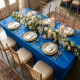 thumbnail image 4 of Restaurantware-Table Tek 72 x 30 Inch Rectangle Table Cover, 1 Washable Spandex Tablecloth - Wrinkle-Free, Durable, Blue Polyester Fitted Tablecloth, For Parties, Banquets, or Weddings,, 4 of 7