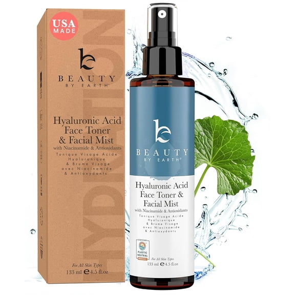 Beauty by Earth - Hyaluronic Acid Face Toner for Women & Men - Face Spray Mist Hydrating Toner for Face