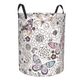 thumbnail image 2 of Haiem Vintage Butterflies Leather Dirty Clothes Laundry Basket,Sturdy & Waterproof,Collapsible Round Design For Efficient Space Management,Multi-Purpose Storage Basket, 2 of 8