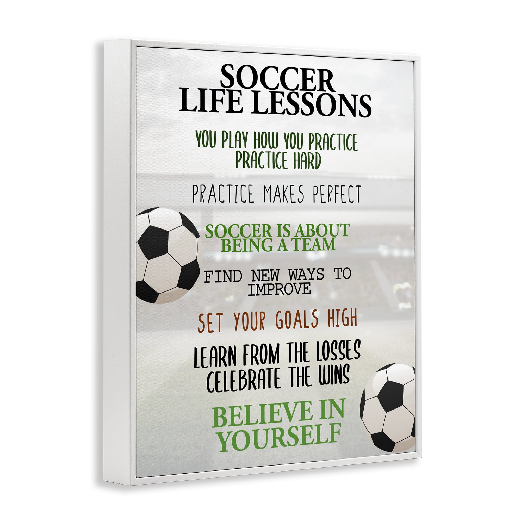 Soccer Life Lessons White Framed Giclee Art, design by Kim Allen