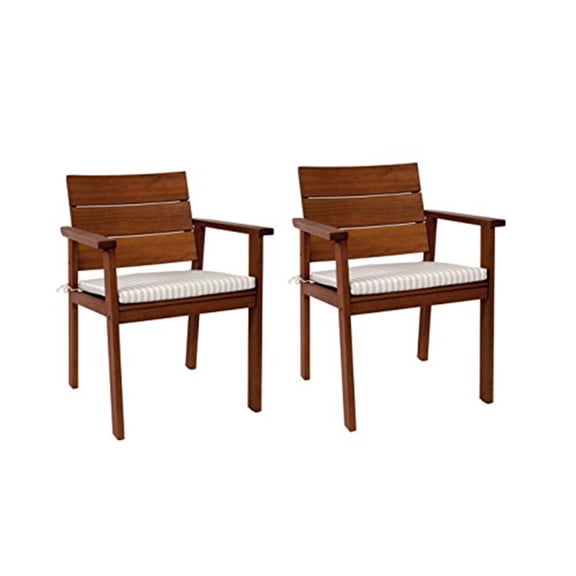 Amazonia Nelson Eucalyptus Easy Carver 2 piece Patio Chair Set with Cushions