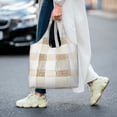 thumbnail image 6 of Single Shoulder Commuter Canvas Bag Large Capacity Can Be Carried Or Shoulder Storage For Daily Shopping Trips Beige Checked Hand-Drawn Sketch_2, 6 of 7