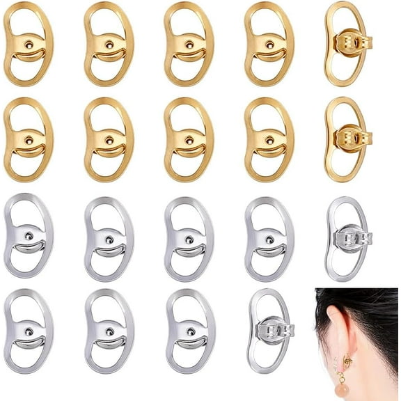 40Pcs 2 Colors Earring Backs for Droopy Ears Stainless Steel Pig Nose Earring Backs Replacement Earrings Lifters Back for Studs Heavy Earrings Jewelry Accessories 304 Stainless Steel
