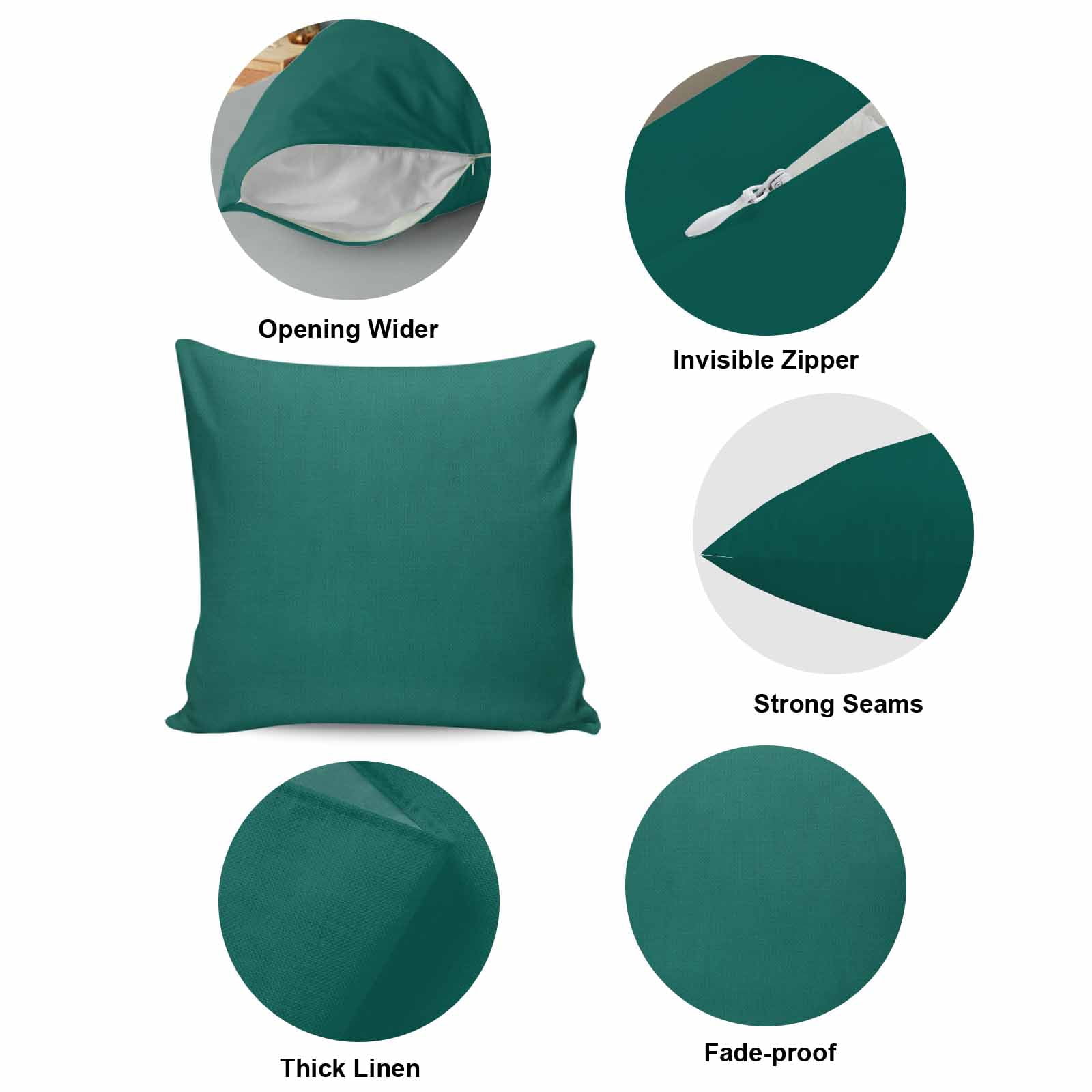 Dark Green Pillow Covers 24x24 Inch, Farmhouse Solid Green Color Modern Art Linen Pillowcase with Invisible Zipper, Decorative Throw Pillow Covers Cushion Case for Couch Sofa Bed Living Room