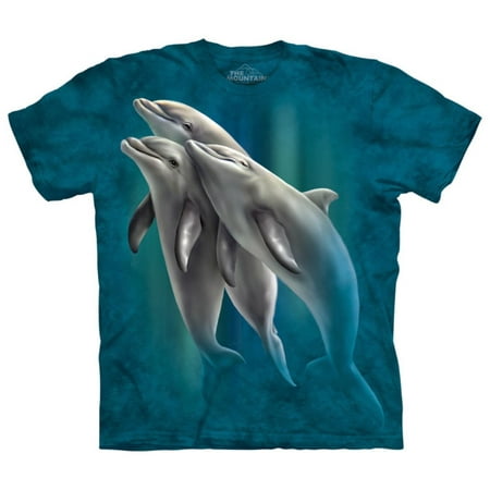 The Mountain Blue Cotton Three Dolphins Design Novelty Parody Adult T-Shirt