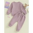 thumbnail image 4 of Bagilaanoe 2PCS Toddler Baby Girl Pants Set Letter Print Long Sleeve Sweatshirt Pullover Tops + Drawstring Sweatpants 6M 12M 18M 24M 3T Kids Casual Sweatsuits, 4 of 9