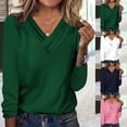 thumbnail image 2 of Utoimkio Plus Size Tops for Women Long Sleeve V Neck T Shirts Spring Fall Casual Solid Color Tee Blouses for Women, 2 of 4