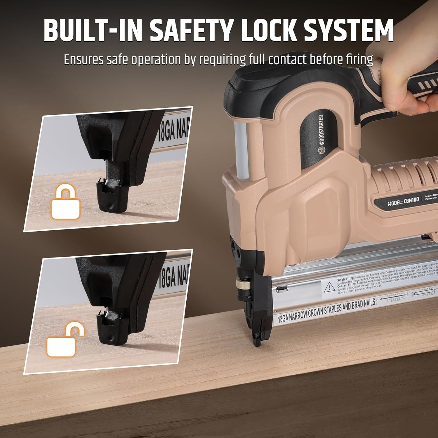 Cordless 2-in-1 Nail Gun & Staple Gun(Tool Only), Driving 2 inches 18GA Brad Nailer, 400 Nails, Depth Adjustment, 2 Firing Mode, LED Lights, Compatible with Makita Batteries, Lightweight