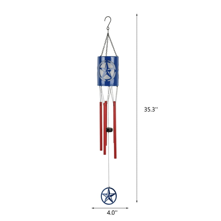 Mainstays Solar Metal Texas Star Wind Chime, 35.3 in Height