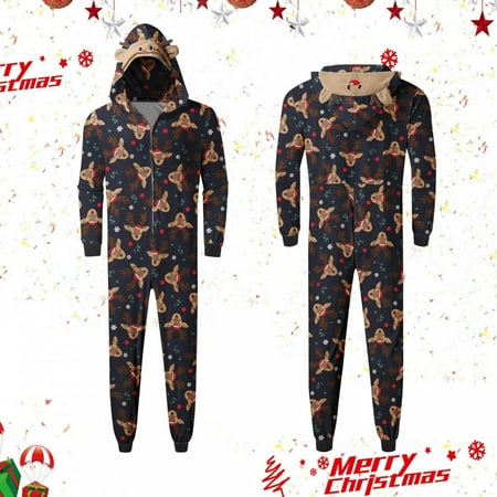 

Matching Pajamas Set for Family Fleece Onesie Christmas Sleepwear Zipper Jumpsuit with Pockets