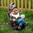 thumbnail image 4 of Cqxid Desktop Ornament Under $10 Gnome Dwarf Rocking Chair Ornament Resin Decorative Design Patio Leisurely Drinking Tea Lazy Decoration, 4 of 9