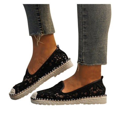 

nsendm Womens Size 9 Shoes Casual Women Shoes Flat Loafers Solid Color Lace Business Casual Shoes for Women Open Toe Black 8