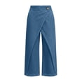 thumbnail image 5 of BUIGTTKLOP Capri Jeans for Women High Waisted Denim Capris Wrap Front Dressy Casual Wide Leg Summer Cropped Trousers, 5 of 6