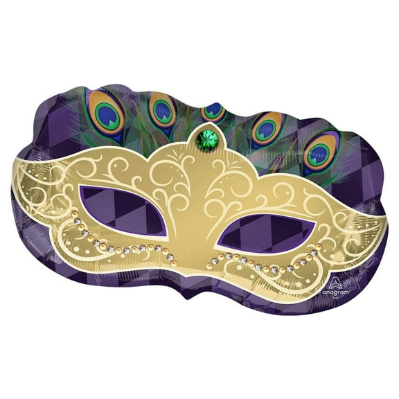 30 inch Anagram Mardi Gras Mask Foil Mylar Balloon - Party Supplies Decorations