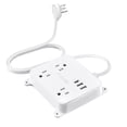 thumbnail image 1 of Regleta de enchufe plano – TROND cable de extensión ultrafino con 3 cargadores USB, estación de carga de escritorio de 3 salidas de CA, soporte de pared, compacto para el hogar, banco de trabajo, elem, 1 of 5
