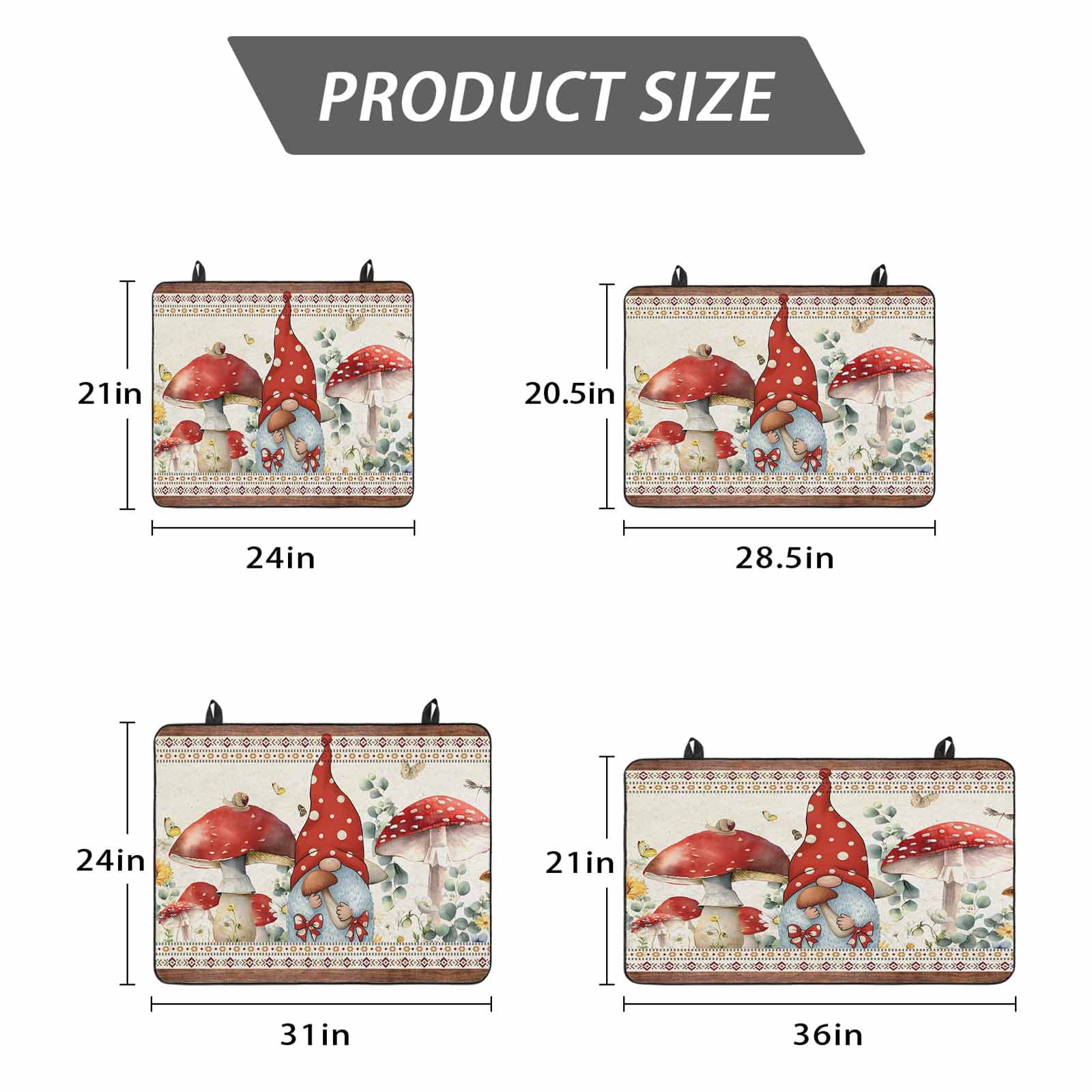 Red Mushroom Gnomes Stove Top Cover for Electric Stove, Heat-proof & Non Slip Glass Top Stove Cover Protector, Vintage Botanical Elegant Pastoral Kitchen Flat Cooktop Rubber Mat 24x21 Inches