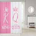 thumbnail image 2 of Manfei Cute Crown Print Shower Curtain 72Wx78L,Monogram Queen King Bath Curtain,Pink, 2 of 5