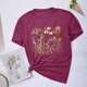 thumbnail image 1 of Fiudx Ofertas Flash Artículos En Oferta Blusas con Estampado de Flores para Mujer Top de Manga Corta con Cuello Redondo, 1 of 4