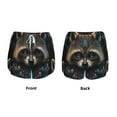 thumbnail image 3 of Yiaed Tribal Style Raccoon Print Women's Running Shorts with Liner 3 Zipper Pockets Elastic Workout Athletic Gym Yoga Shorts-XX-Large, 3 of 7