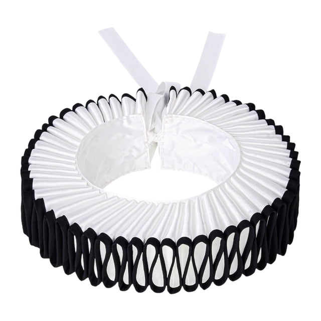 Volante de cuello de payaso isabelino desmontable para accesorios de fotografía, festivales y festividades. Blanco Negro