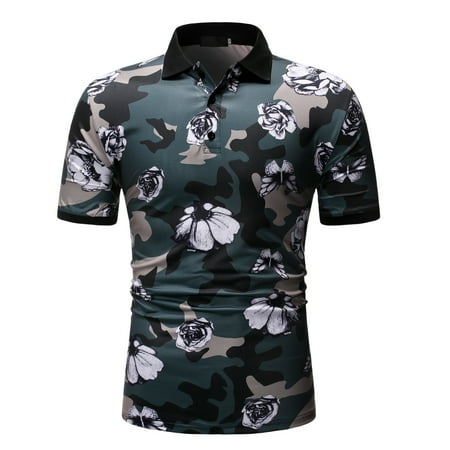 

TIANEK Men s Summer Casual Fashion Printing V-Neck Loose Short Sleeve Corset Tops Clearance