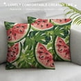 thumbnail image 3 of JRXY Slices of Watermelon Throw Pillow Exotic Tropical Fruit Leaves Seed Red Green Square Cushion Cover Standard Pillowcase for Home Decorative Bedroom/Living Room/Car White, 3 of 5
