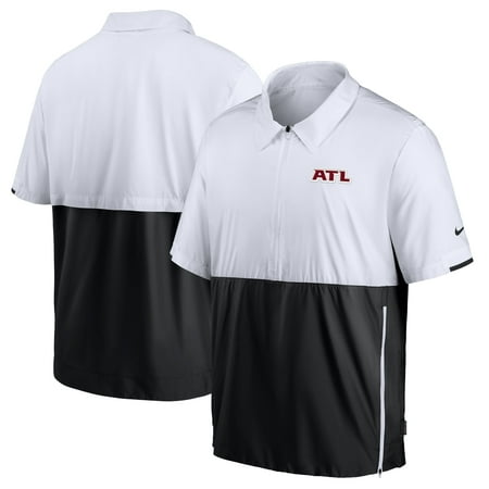 Men's Nike White/Black Atlanta Falcons Sideline Coaches Performance Half-Zip Pullover Short Sleeve Jacket