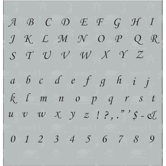 Stencil1 Corsiva Font Stencil - 1/4" Alphabet Letters Art Stencil