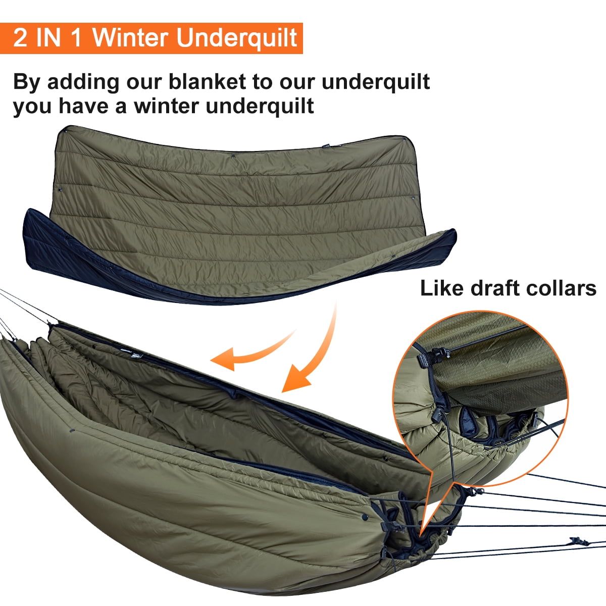 Onewind Hammock Underquilt for Camping, Hiking, Backpacking , 50F, Olive Green, 82inch x 52inch