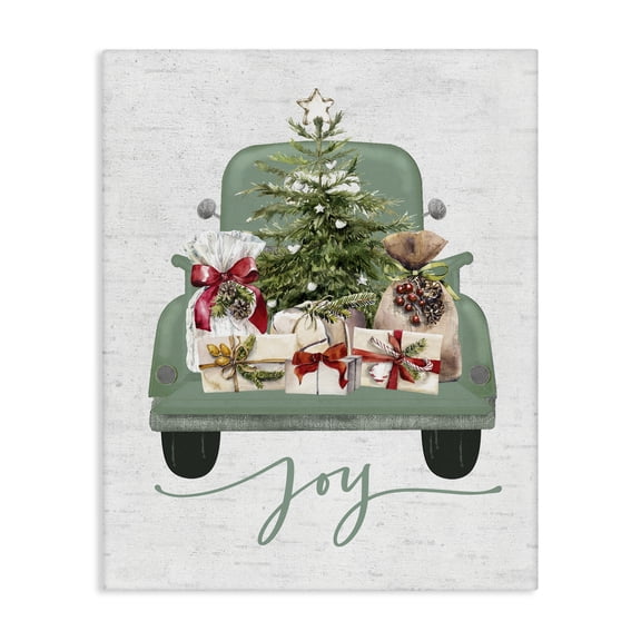Stupell Industries Rustic Lodge Rustic Gift Truck with Joy Canvas Art, 16 x 20, by Lettered and Lined