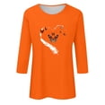 thumbnail image 4 of Dadaria Hauts Femme Chemise Orange Manches 3/4 T-Shirt Col Rond Grande Taille Tee Été Chandail Blouses L, 4 of 5