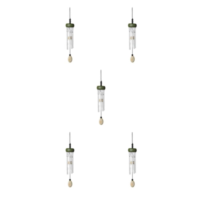 relayinert Home Décor Stylish Wind Chime Pendant Add Charm To Home Small Wind Chimes green(roundwood) 5Set
