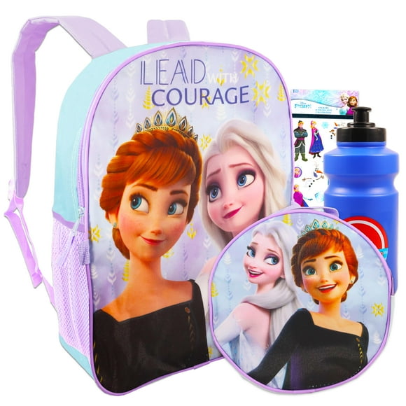 Disney Frozen 2 Backpack Set for Girls ~ 3 Pc Deluxe 16" Frozen Backpack with Lunch Bag, Stickers, and More (Frozen School Supplies)