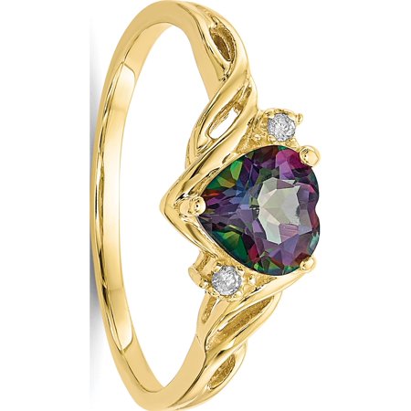 Jewelry By Sweet Pea 10k Yellow Gold Heart Mystic Fire Topaz 10k Yellow Gold Heart Mystic Fire Topaz 01ct Diamond Ring