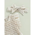 thumbnail image 5 of Hirigin Newborn Baby Girl Bubble Romper Summer Clothes 0 3 6 12 18 Months Ruffle Sleeve Crewneck Plaid Playsuit with Headband, 5 of 8