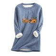 thumbnail image 2 of Hauts Mignons pour Femmes Col Rond Poche Épaissie Peluche Chaude Manches Longues Hauts Manches Longues pour Femmes en Liquidation, 2 of 5