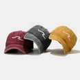 thumbnail image 4 of Baseball Cap Black Fitted Hat Wave Embroidery Adjustable Durable Unisex Baseball Cap for Outdoor Activities, 4 of 6