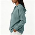 thumbnail image 4 of MSJUHEG Hoodies for Women Long Sleeve Swertshirts Sweatshirt Tops Fashion Hooded Oversized Sweatshirt Drawstring Sweatshirts Soft Hoodie Comfortable for Everyday Wear Green M, 4 of 7